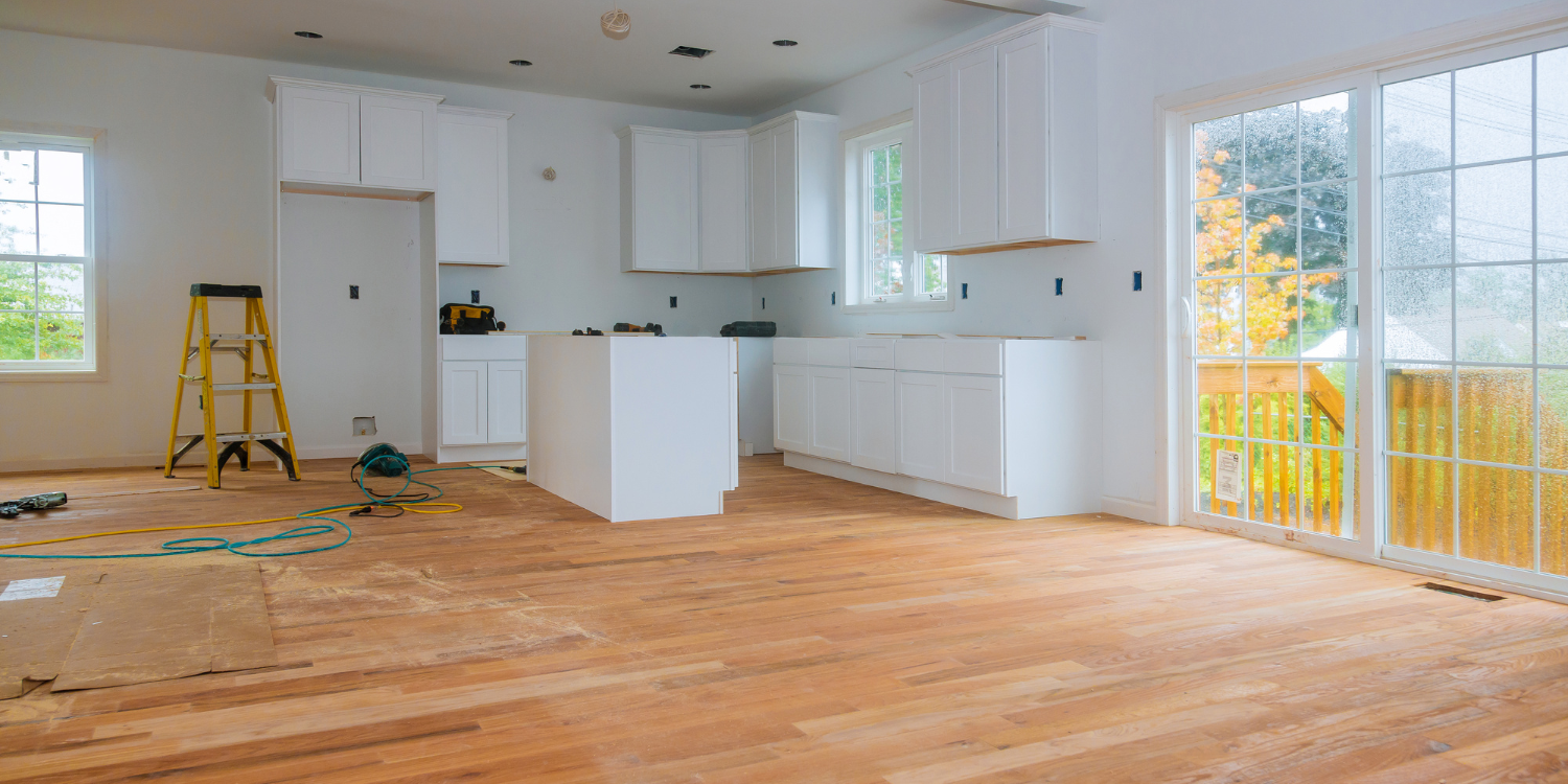 newly refurbished kitchen and hard wood floors